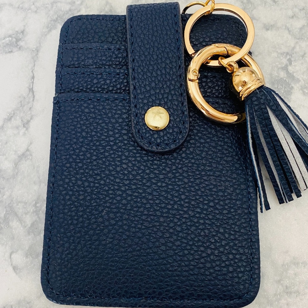 Navy Faux Leather Credit Card Clutch NEW